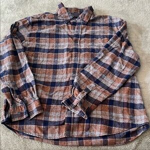 Weatherproof Vintage Men's Brown and Navy Plaid Button-Down Shirt